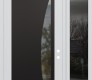 Modern Steel Front Door Diamond C13 48" x 96" white/white clear Glass Panel black LHI with Sidelite and Transom mirrored Glass