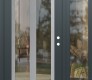 Modern Steel Front Door Diamond C14 48" x 80" anthracite/anthracite clear Glass Panel stainless steel LHI with Sidelite clear Glass