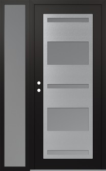 Diamond C10 50" x 80" black/white frosted Glass Panel stainless steel RHI with Sidelite frosted Glass