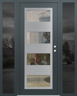 Diamond C2 64" x 80" anthracite/anthracite clear Glass Panel stainless steel LHI with 2 Sidelites mirrored Glass