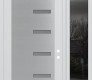 Modern Steel Front Door Diamond C8 52" x 96" white/white frosted Glass Panel stainless steel LHI with Sidelite and Transom mirrored Glass