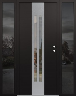 DIAMOND A8 68" X 80" BLACK/BLACK CLEAR GLASS PANEL STAINLESS STEEL LHI WITH 2 SIDELITES MIRRORED GLASS