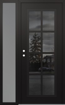 Diamond C16 48" x 80" black/black mirrored Glass Panel black RHI with Sidelite frosted Glass