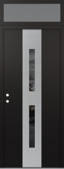 DIAMOND A6 36" X 96" BLACK/BLACK MIRRORED GLASS PANEL STAINLESS STEEL RHI WITH TRANSOM FROSTED GLASS