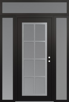 Diamond C16 64" x 96" black/white frosted Glass Panel stainless steel LHI with 2 Sidelites and Transom frosted Glass