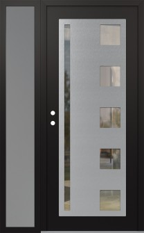 Diamond C3 48" x 80" black/black clear Glass Panel stainless steel RHI with Sidelite frosted Glass