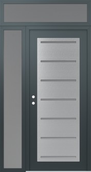 Diamond C11 50" x 96" anthracite/anthracite frosted Glass Panel stainless steel RHI with Sidelite and Transom frosted Glass