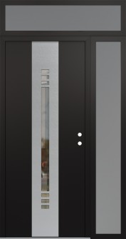 DIAMOND A5 52" X 96" BLACK/BLACK CLEAR GLASS PANEL STAINLESS STEEL LHI WITH SIDELITE AND TRANSOM FROSTED GLASS
