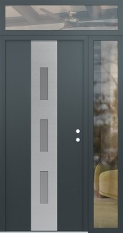 DIAMOND A7 48" X 96" ANTHRACITE/ANTHRACITE FROSTED GLASS PANEL STAINLESS STEEL LHI WITH SIDELITE AND TRANSOM CLEAR GLASS