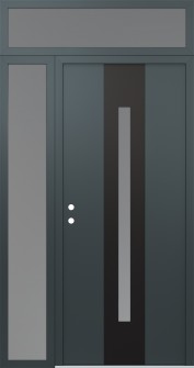 DIAMOND A2 50" X 96" ANTHRACITE/ANTHRACITE FROSTED GLASS PANEL BLACK RHI WITH SIDELITE AND TRANSOM FROSTED GLASS