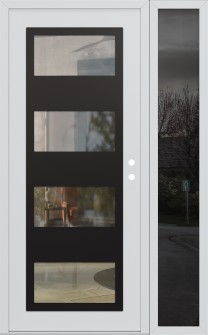 Diamond C2 50" x 80" white/white clear Glass Panel black LHI with Sidelite mirrored Glass