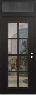 Diamond C16 36" x 96" black/black clear Glass Panel black LHI with Transom mirrored Glass
