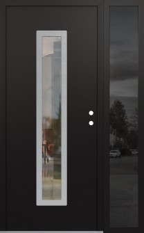 DIAMOND A11 52" X 80" BLACK/BLACK CLEAR GLASS PANEL STAINLESS STEEL LHI WITH SIDELITE MIRRORED GLASS