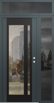 Diamond C15 48" x 96" anthracite/anthracite clear Glass Panel black LHI with Sidelite and Transom mirrored Glass