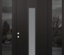 Modern Steel Front Door DIAMOND A1 64" X 96" BLACK/WHITE FROSTED GLASS PANEL BLACK RHI WITH 2 SIDELITES AND TRANSOM MIRRORED GLASS