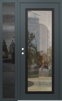 Diamond C1 48" x 80" anthracite/anthracite clear Glass Panel black RHI with Sidelite mirrored Glass