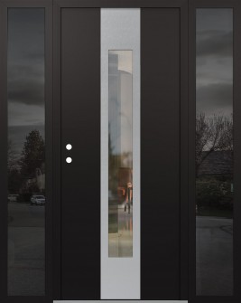 DIAMOND A1 64" X 80" BLACK/BLACK CLEAR GLASS PANEL STAINLESS STEEL RHI WITH 2 SIDELITES MIRRORED GLASS