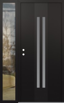 DIAMOND A8 48" X 80" BLACK/WHITE FROSTED GLASS PANEL BLACK RHI WITH SIDELITE CLEAR GLASS