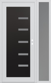 Diamond C8 52" x 80" white/white frosted Glass Panel black LHI with Sidelite frosted Glass