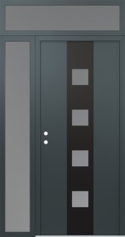 DIAMOND A12 52" X 96" ANTHRACITE/ANTHRACITE FROSTED GLASS PANEL BLACK RHI WITH SIDELITE AND TRANSOM FROSTED GLASS