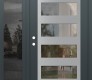 Modern Steel Front Door Diamond C9 52" x 80" anthracite/anthracite clear Glass Panel stainless steel RHI with Sidelite mirrored Glass