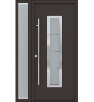 MODERN FRONT STEEL DOOR ARGOS BROWN/WHITE 49 1/4" X 81 11/16" RHI + SIDELITE LEFT