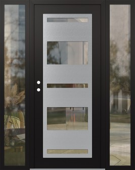 Diamond C10 68" x 80" black/black clear Glass Panel stainless steel RHI with 2 Sidelites clear Glass