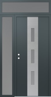 DIAMOND A7 52" X 96" ANTHRACITE/ANTHRACITE FROSTED GLASS PANEL STAINLESS STEEL RHI WITH SIDELITE AND TRANSOM FROSTED GLASS