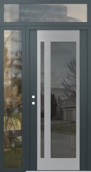 Diamond C15 48" x 96" anthracite/anthracite mirrored Glass Panel stainless steel RHI with Sidelite and Transom clear Glass