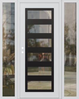 Diamond C9 60" x 80" white/white clear Glass Panel black RHI with 2 Sidelites clear Glass