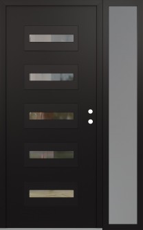 Diamond D4 48" x 80" black/black clear Glass Panel black LHI with Sidelite frosted Glass