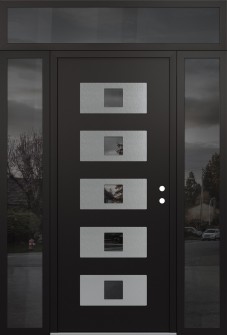 Diamond D8 60" x 96" black/black mirrored Glass Panel stainless steel LHI with 2 Sidelites and Transom mirrored Glass