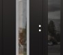 Modern Steel Front Door DIAMOND A1 48" X 80" BLACK/BLACK CLEAR GLASS PANEL STAINLESS STEEL LHI WITH SIDELITE MIRRORED GLASS