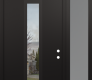 DIAMOND A1 50" X 96" BLACK/BLACK CLEAR GLASS PANEL BLACK RHI WITH SIDELITE AND TRANSOM FROSTED GLASS