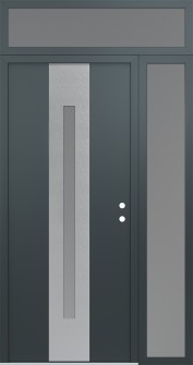 DIAMOND A2 52" X 96" ANTHRACITE/ANTHRACITE FROSTED GLASS PANEL STAINLESS STEEL LHI WITH SIDELITE AND TRANSOM FROSTED GLASS