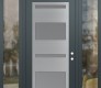 Modern Steel Front Door Diamond C10 60" x 96" anthracite/anthracite frosted Glass Panel stainless steel LHI with 2 Sidelites and Transom clear Glass