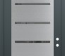 Modern Steel Front Door Diamond C11 36" x 96" anthracite/anthracite mirrored Glass Panel stainless steel LHI with Transom frosted Glass