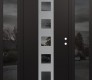 Modern Steel Front Door DIAMOND A13 68" X 80" BLACK/BLACK MIRRORED GLASS PANEL STAINLESS STEEL LHI WITH 2 SIDELITES MIRRORED GLASS