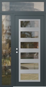 Diamond C9 50" x 96" anthracite/anthracite clear Glass Panel stainless steel RHI with Sidelite and Transom clear Glass