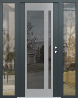 Diamond C15 60" x 80" anthracite/anthracite mirrored Glass Panel stainless steel LHI with 2 Sidelites clear Glass