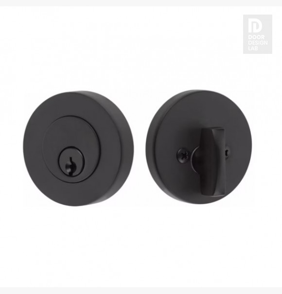 EMTEK MODERN DISC DEADBOLT SINGLE CYLINDER 8423 FLAT BLACK US 19 for Steel Front Doors