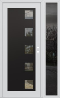Diamond C5 52" x 80" white/white clear Glass Panel black LHI with Sidelite mirrored Glass