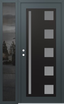 Diamond C3 48" x 80" anthracite/anthracite frosted Glass Panel black RHI with Sidelite mirrored Glass