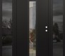 Modern Steel Front Door DIAMOND A1 64" X 80" BLACK/BLACK CLEAR GLASS PANEL BLACK LHI WITH 2 SIDELITES MIRRORED GLASS