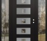 Modern Steel Front Door Diamond D8 68" x 80" black/black clear Glass Panel stainless steel LHI with 2 Sidelites clear Glass