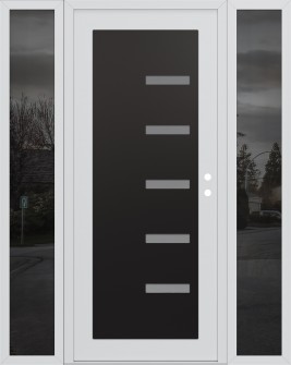 Diamond C8 68" x 80" white/white frosted Glass Panel black LHI with 2 Sidelites mirrored Glass