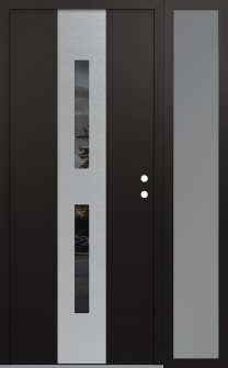 DIAMOND A6 52" X 80" BLACK/BLACK MIRRORED GLASS PANEL STAINLESS STEEL LHI WITH SIDELITE FROSTED GLASS