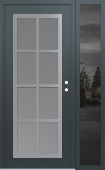 Diamond C16 50" x 80" anthracite/anthracite frosted Glass Panel stainless steel LHI with Sidelite mirrored Glass