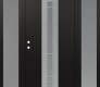 Modern Steel Front Door DIAMOND A3 64" X 80" BLACK/WHITE FROSTED GLASS PANEL STAINLESS STEEL RHI WITH 2 SIDELITES FROSTED GLASS
