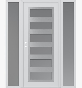 Diamond C9 64" x 80" white/white frosted Glass Panel stainless steel RHI with 2 Sidelites frosted Glass